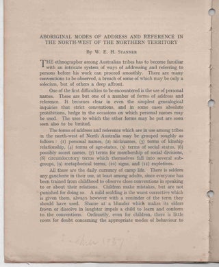 Item #102499 Aboriginal Modes of Address and Reference in the North-West of the Northern...