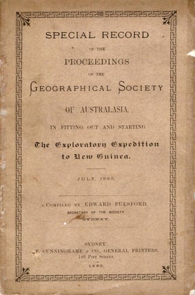 Item #102650 Special Record of the Proceedings of the Geographical Society of Australasia, in...