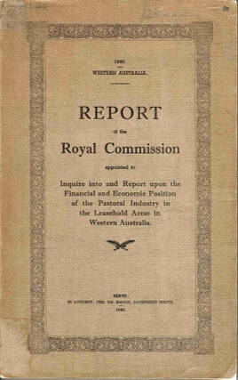 Item #103299 Report of the Royal Commission appointed to inquire into and report upon the...