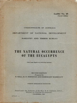 Item #104082 The Natural Occurrence of the Eucalypts : one page digests on individual species. N....