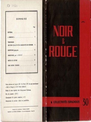 Item #104244 Noir et rouge: cahiers d'etudes anarchistes-communistes. No. 30, Juin 1965