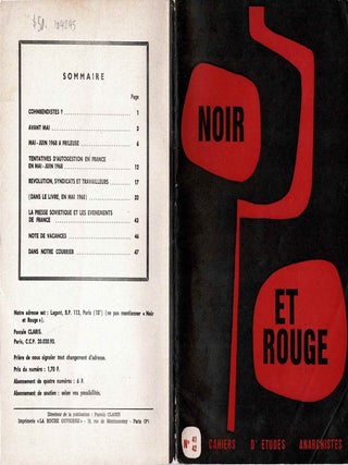 Item #104245 Noir et rouge: cahiers d'etudes anarchistes-communistes. No. 42-43, Novembre 1968....