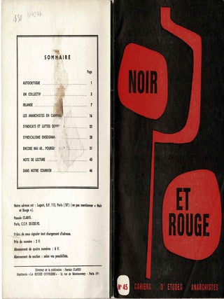 Item #104246 Noir et rouge: cahiers d'etudes anarchistes-communistes. No. 45, Nov-Dec 1969