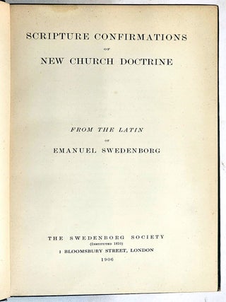 Item #104299 Scripture Confirmations of New Church Doctrine. Emanuel Swedenborg