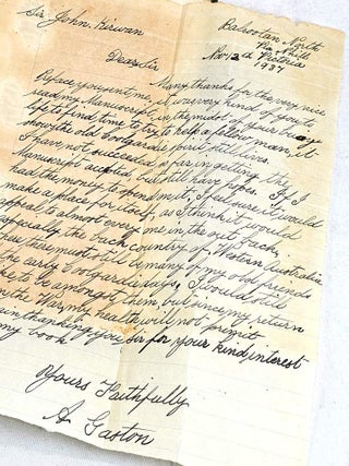 Item #105640 Coolgardie Gold : Personal Record (with) manuscript letter from the author dated...