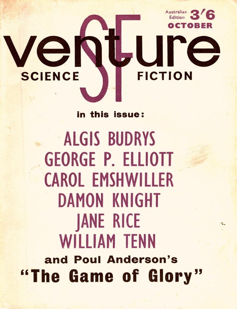 Item #105886 Venture Science Fiction Magazine. Australian Edition October 1964. (British Edition August 1964, No. 12). Robert P. Mills, including Poul Anderson var. authors, Carol Emshwiller, Jane Rice, Algis Budrys, ed.