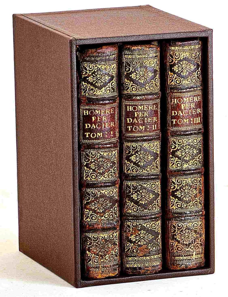 Item #106460 L'Iliade D'Homere. Traduite en Franccais avec des remarques par Madame Dacier. (Three Volunes) 1712. Homer, Madame Dacier.