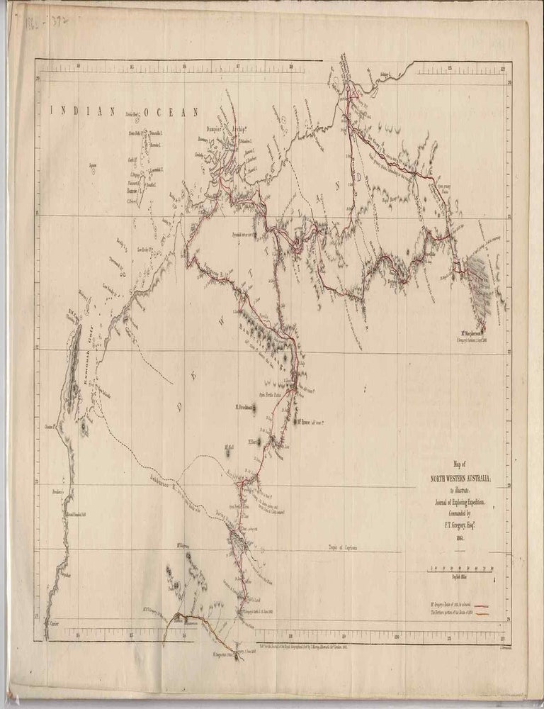 Item #106535 Map of North Western Australia to illustrate Journal of Exploring Expedition, Commanded by F.T. Gregory, 1861 (Map, 1862). John Arrowsmith, Francis Thomas Gregory.