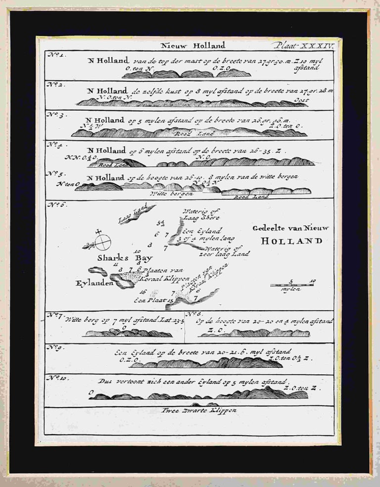 Item #99415 Nieuw Holland 1771 [New Holland - Western Australia - coastal profiles including Shark Bay]. William Dampier.
